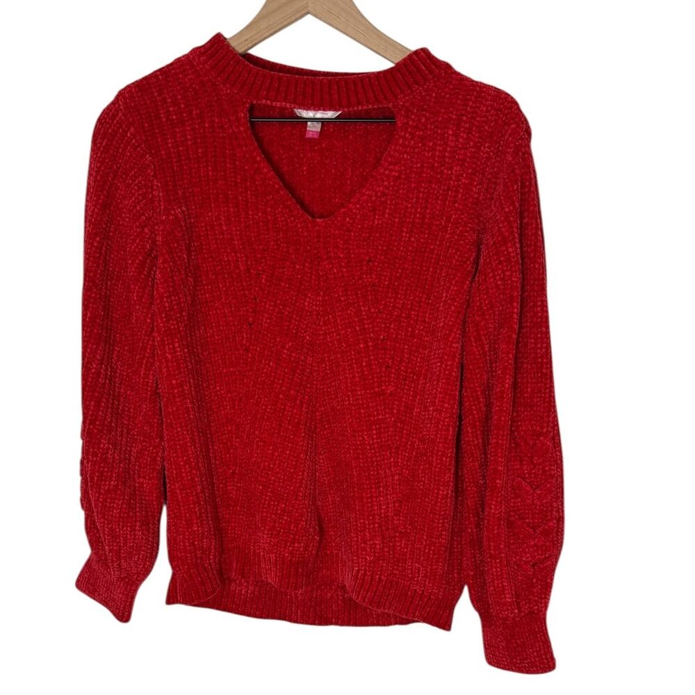 NO BOUNDARIES Vibrant Red Long Sleeve Knit Sweater SZ JUNIORS XL